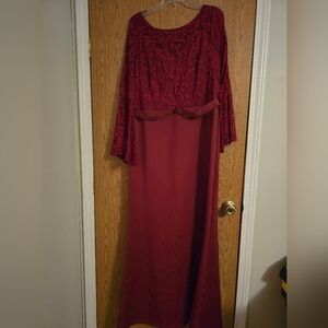 Ever Pretty Elegant Long Sleeve Wine Dress Sz 20